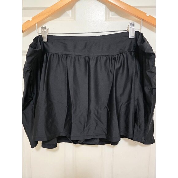 Beach Native Womens Black Swim Skirt With Built-In Shorts Size 22W Nylon/Spandex - Picture 2 of 6